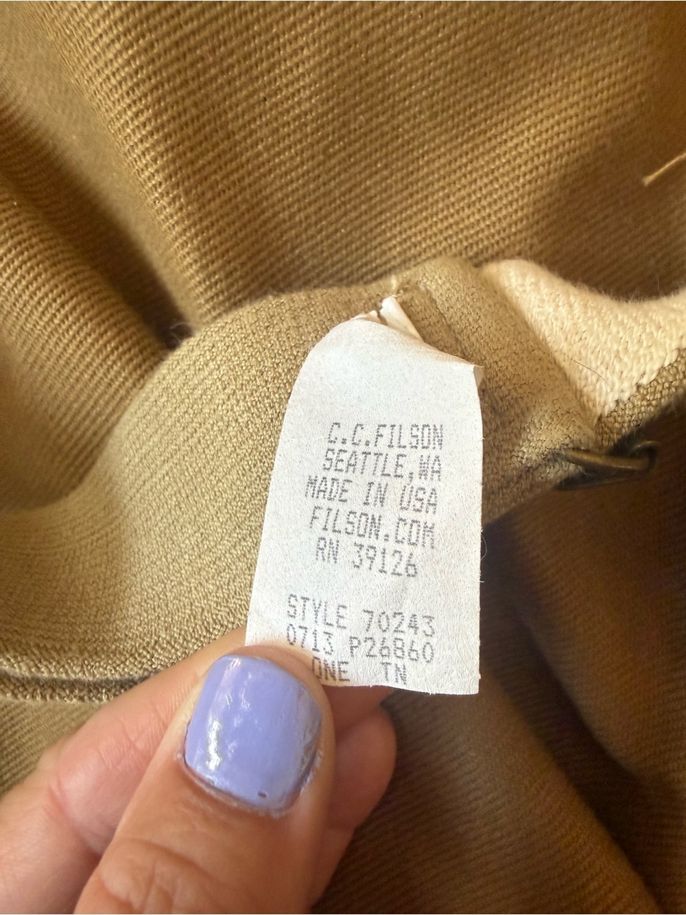 Filson Tan Canvas Duffel with Dark Brown Leather Trim twill Pullman style large - Picture 6 of 9
